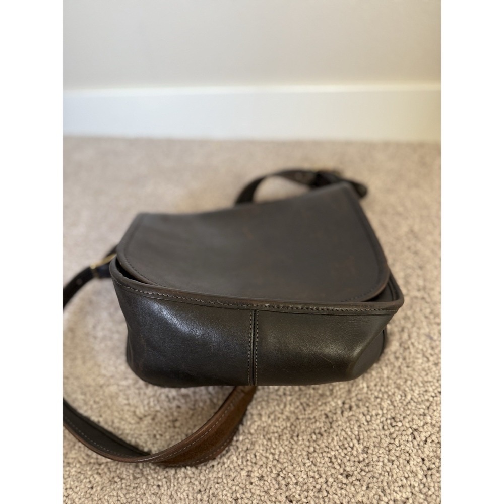 RARE Coach NYC Vintage Full-Grain Leather Messenger Crossbody Saddle Brown Flap - Picture 9 of 12